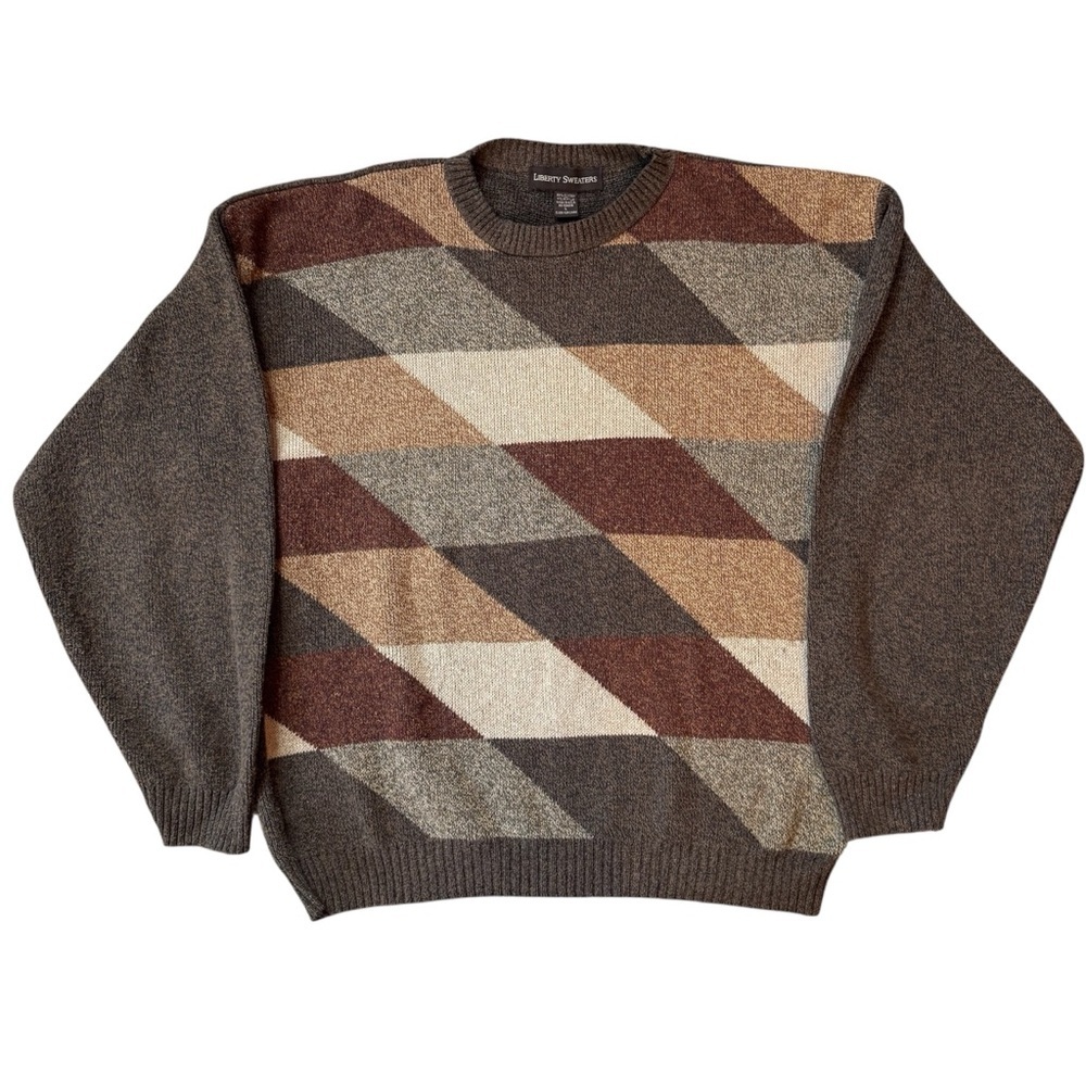 Vintage 90s Liberty Sweaters Grandpacore Grunge Crewneck Knit Sweater Size L
